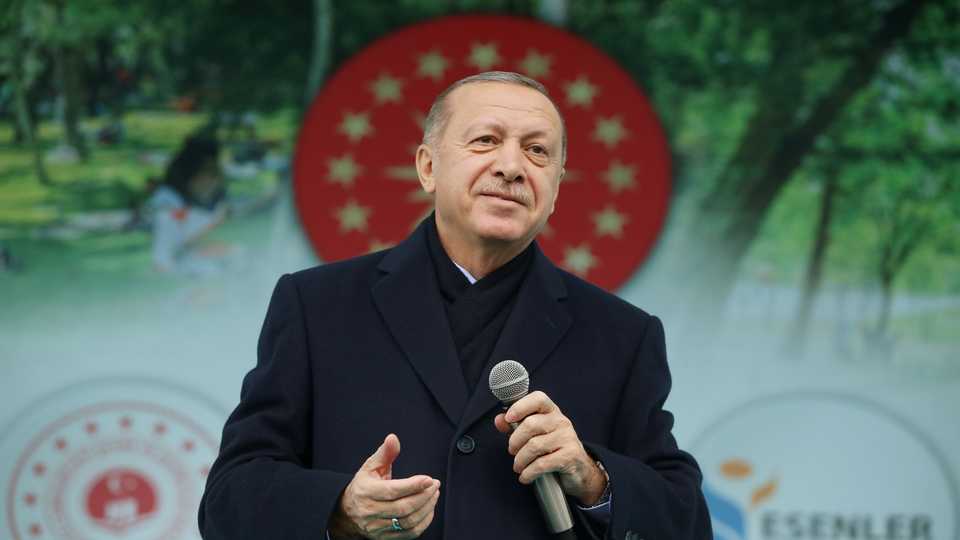 Turkish President Recep Tayyip Erdogan addresses his supporters in Istanbul, Turkey. (December 16, 2018)