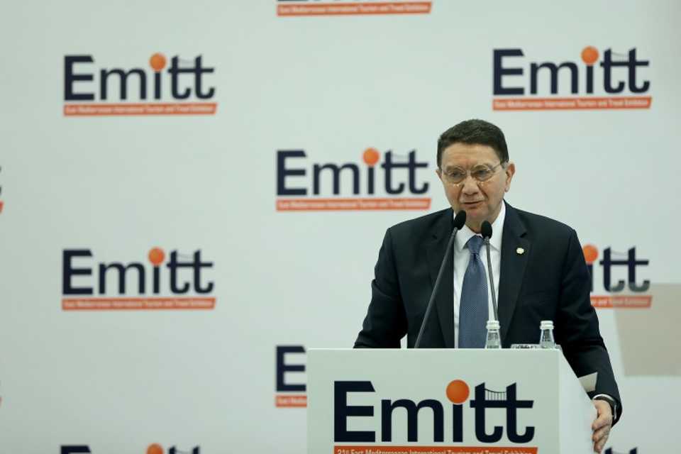 United Nations' World Tourism Organization Secretary-General Taleb Rifai delivers a speech during the opening ceremony of the 21st East Mediterranean International Tourism and Travel Exhibition (EMITT) in Istanbul, Turkey, on January 26, 2017. 