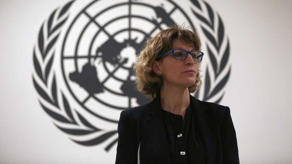 UN Special Rapporteur on extrajudicial, summary or arbitrary executions Agnes Callamard waits for a news conference to start in San Salvador, El Salvador, February 5, 2018.