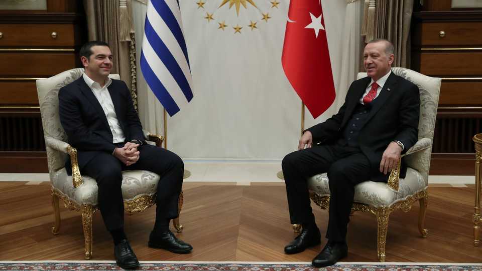 Turkish President Tayyip Erdogan meets with Greek Prime Minister Alexis Tsipras in Ankara, Turkey, February 5, 2019.