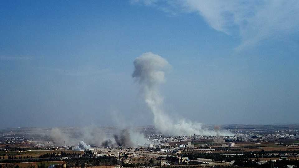 Smoke rises after Free Syrian Army (FSA) fighters, supported by the Turkish Armed Forces, attack Daesh positions in al Bab town of Aleppo during the Operation Euphrates Shield in Aleppo, Syria on February 10, 2017. 