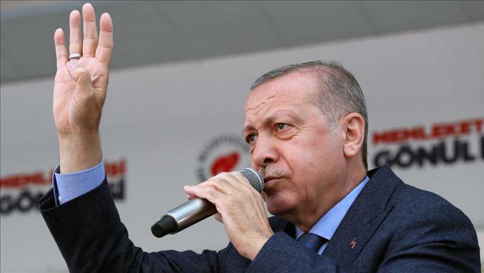 President Erdogan was speaking at an election rally where the crowd, angered by the terrorist's manifesto, chanted 
