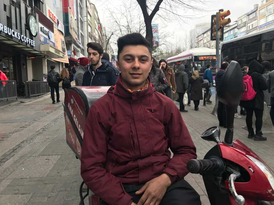 Rohat Sayan, 23, is a courier delivery man in Istanbul's Besiktas district.