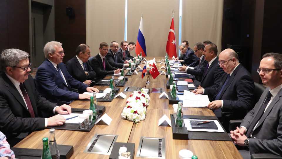 Turkish Foreign Minister Mevlut Cavusoglu and Minister of Foreign Affairs of the Russian Federation Sergey Lavrov attend an inter-delegations meeting in Antalya's Belek town, Turkey on March 29, 2019.