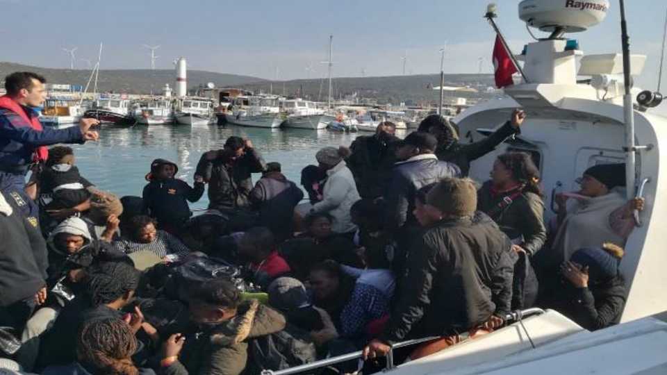 76 irregular migrants were held in Dikili and Urla districts of Izmir, Turkey, April 6, 2019.