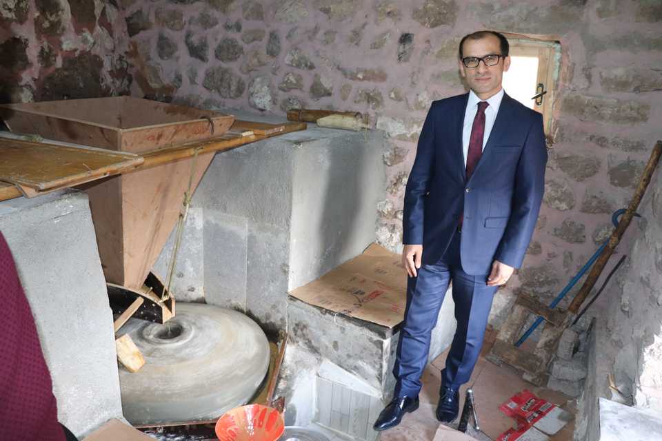 Internal view of the sesame mill in Cukurca, Hakkari on April 4, 2019. Temel Ayca, Cukurca's district governor, has restored the 400-year old mill, reactivating it for tahini production as part of his Zap agricultural project.
