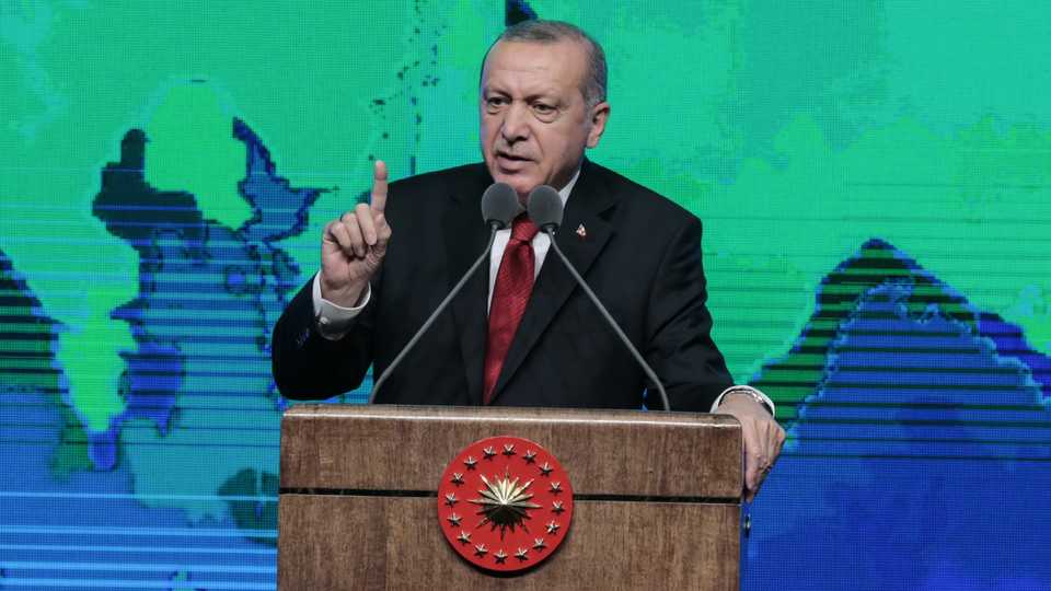 Turkey President Recep Tayyip Erdogan speaks during 