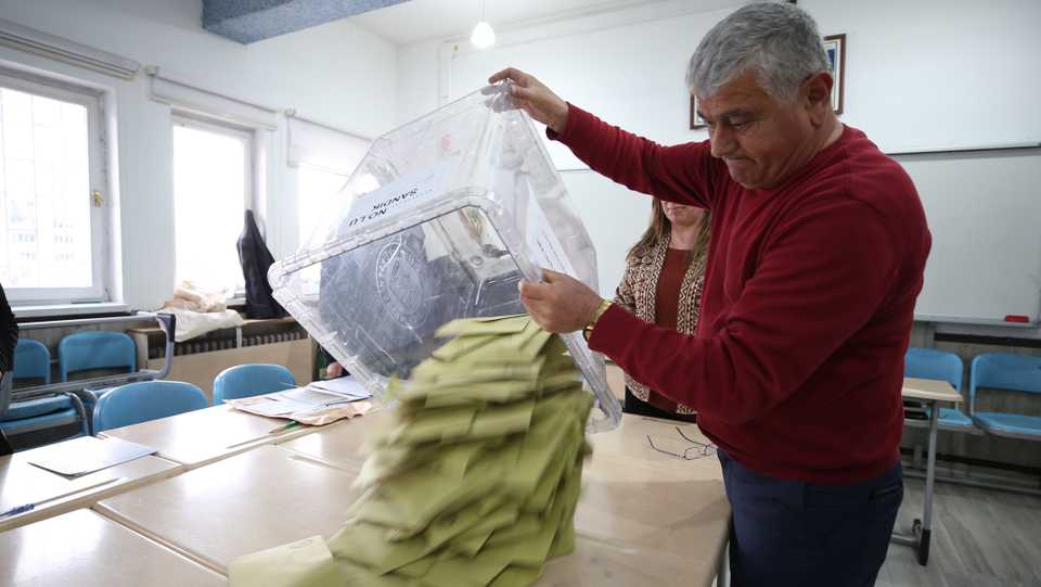 The election results of March 31, 2019 were challenged by the Justice and Development Party. An election worker is seen in this file photo on March 31, 2019.