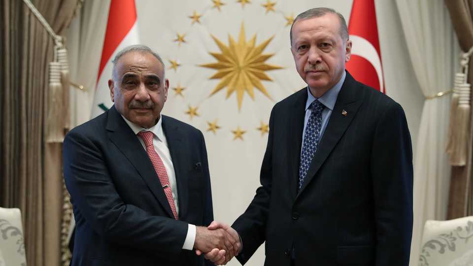 Turkish President Tayyip Erdogan meets with Iraqi Prime Minister Adil Abdul Mahdi at the presidential complex in Ankara, Turkey, May 15, 2019.