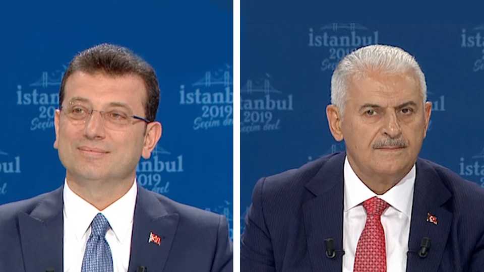 Governing AK Party's Binali Yildirim (R) and the main opposition CHP's Ekrem Imamoglu (L) are vying for the Istanbul mayor's seat again after the Supreme Election Council ordered a rerun of the March 31 Istanbul polls.
