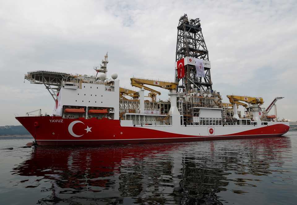 Turkish drilling vessel Yavuz sets sail in Izmit Bay, on its way to the Mediterranean Sea, off the port of Dilovasi, Turkey, June 20, 2019.