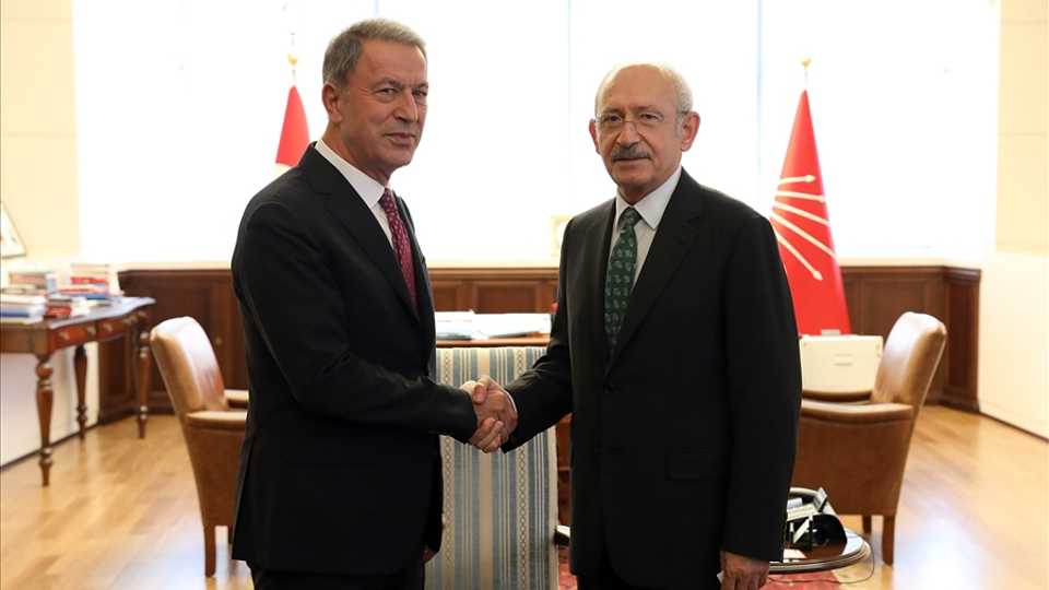 Turkey's Defense Minister Hulusi Akar meets with the main opposition CHP leader Kemal Kilicdaroglu on S-400 issue on June 24, 2019.