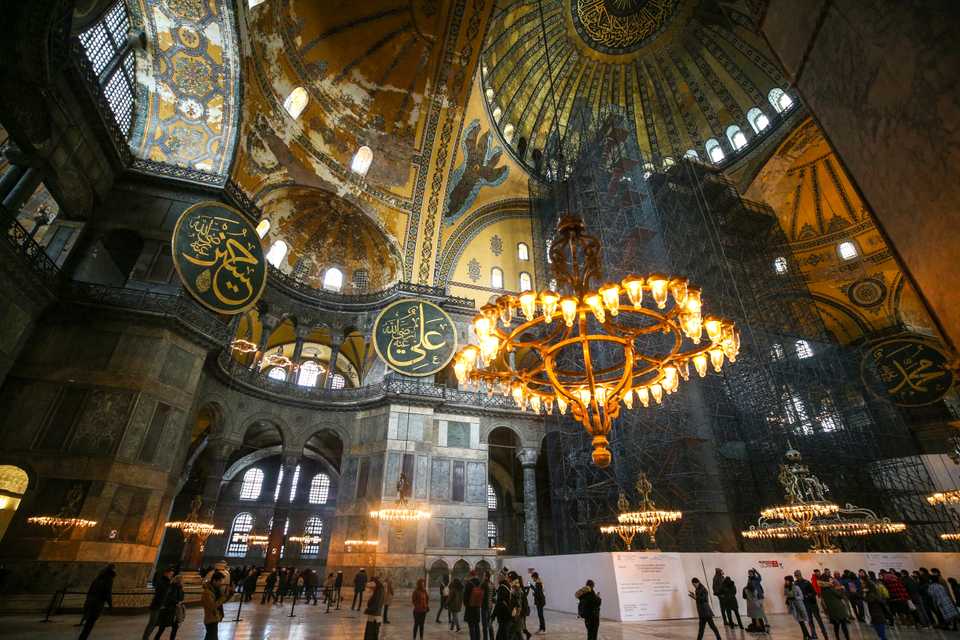 An interior view of Hagia Sophia in Istanbul, Turkey on January 09, 2019.