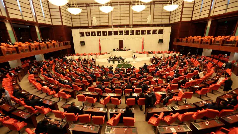 This file photo shows a general view of the Turkish Parliament.