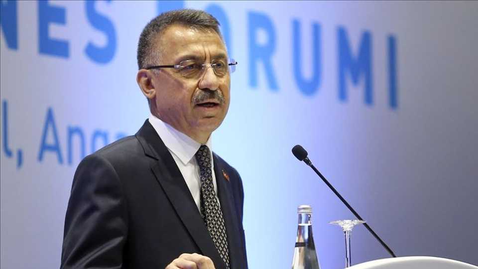 Turkish Vice President Fuat Oktay speaks during a business forum in Ankara, Turkey on July 23, 2019.