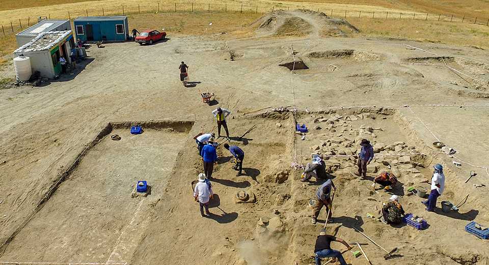 An archaeology team is seen working at a Urartian site discovered in the Van province of Turkey.