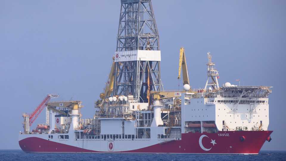 Turkey's drillship 'Yavuz' seen operating in the Mediterranean Sea on August 07, 2019.