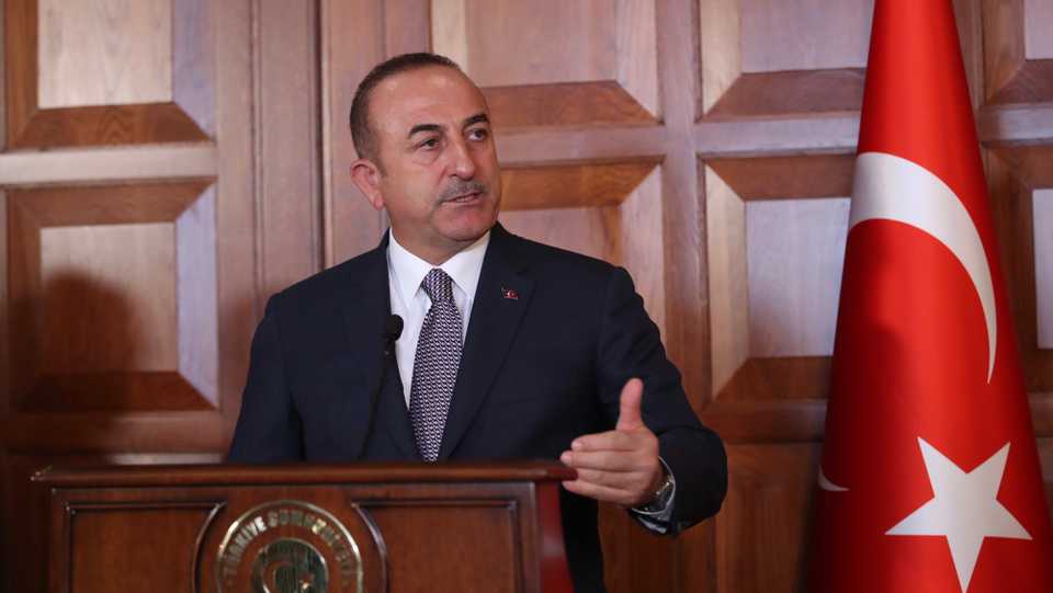 Turkey's Foreign Minister Mevlut Cavusoglu at a news conference in Ankara, Turkey on August 20, 2019.