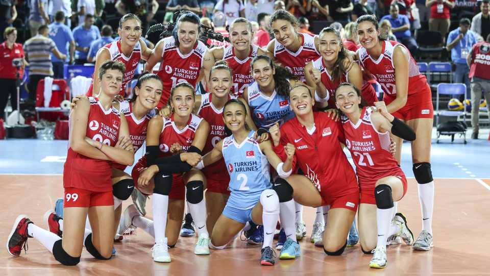 A photo shows Turkey's national women volleyball team, Ankara, Turkey, August 24, 2019.