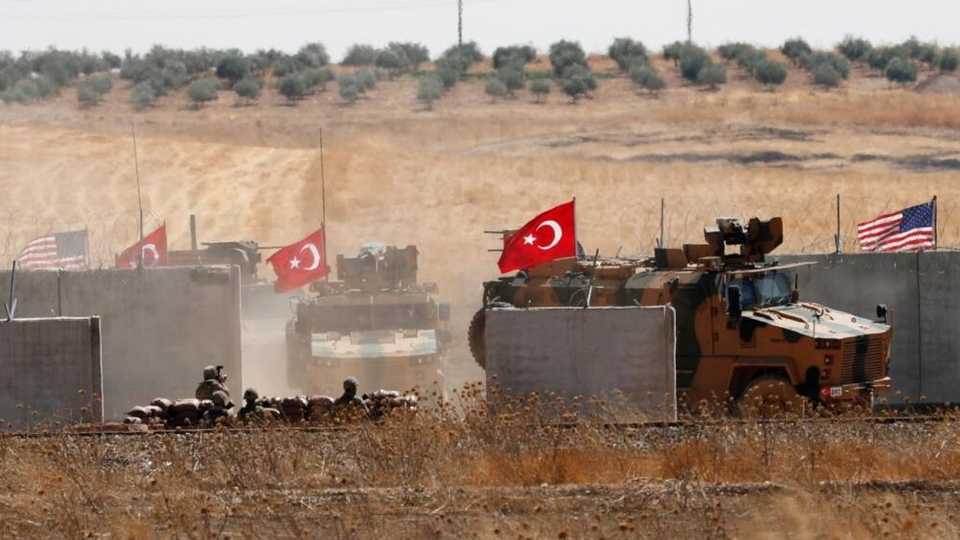 Turkish troops return after a joint US-Turkey patrol in northern Syria near the Turkish town of Akcakale on September 8, 2019.