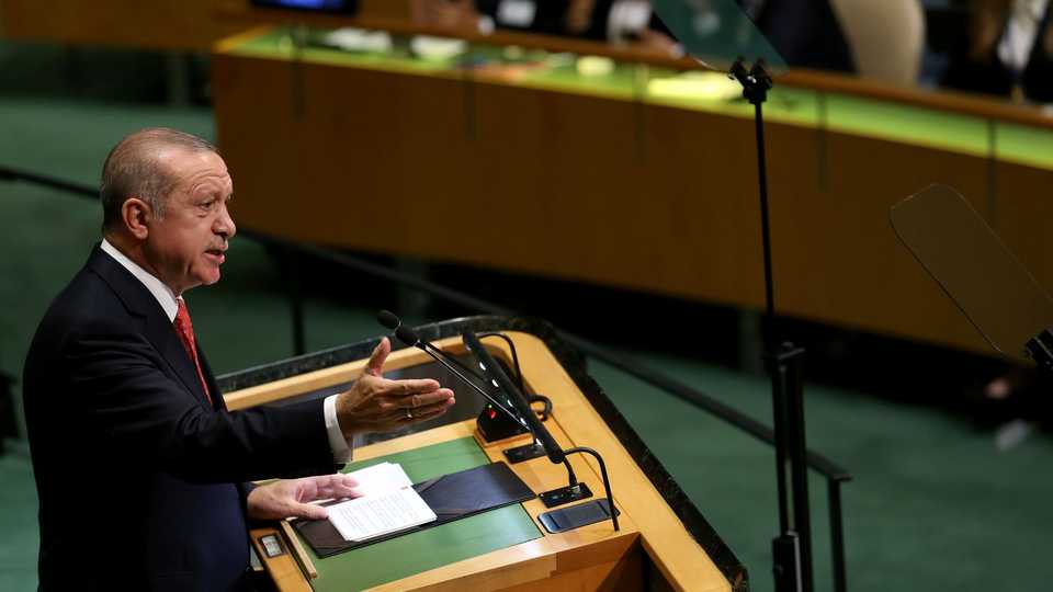 Turkish President Recep Tayyip Erdogan speaks at the 73rd Session of the United Nations General Assembly in New York, United States on September 25, 2018.