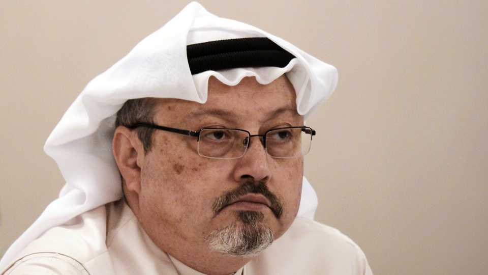 In this file photo taken on December 15, 2014, Saudi journalist Jamal Khashoggi attends a press conference in the Bahraini capital Manama.