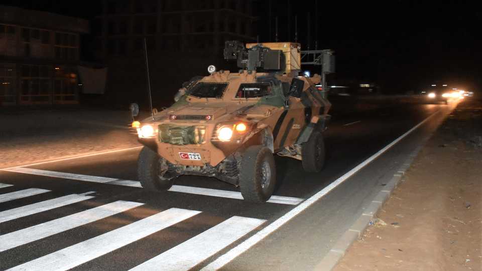 Turkish Army's armored military vehicles and heavy duty machines are being dispatched to the Syrian border ahead of Turkey's planned operation in the east of the Euphrates River in northern Syria in Akcakale district of Sanliurfa, Turkey on October 08, 2019.