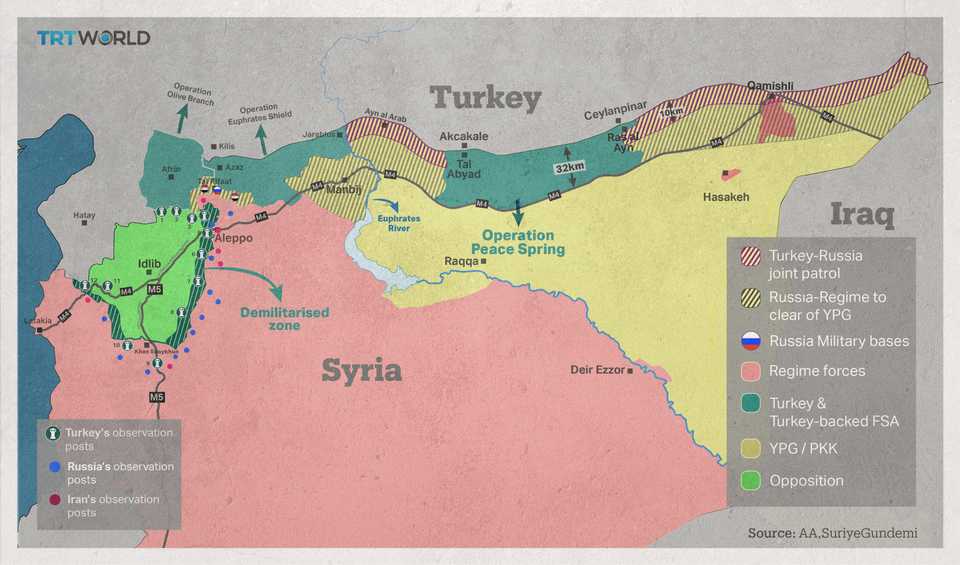 The map of northern Syria after Turkey's Operation Peace Spring.