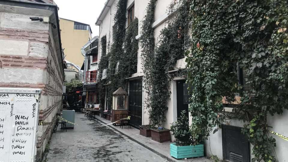 Police officers cordon off an area after former British military intelligence officer James Gustaf Edward Le Mesurier found dead in the street near his apartment in Istanbul’s Beyoglu district, November 13, 2019.