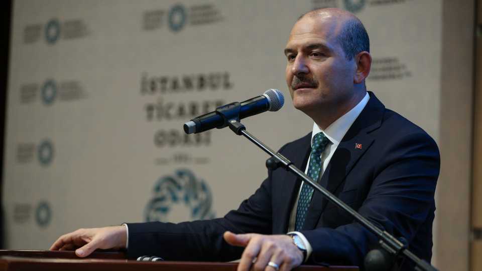Interior Minister Suleyman Soylu attended the Istanbul Chamber of Commerce Monthly Ordinary Assembly Meeting and made a speech, November 14, 2019.