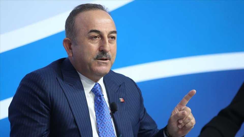 Turkey's Foreign Minister Mevlut Cavusoglu speaking at the fifth edition of the Mediterranean Dialogues (MED) conference in Rome, December 6, 2019.