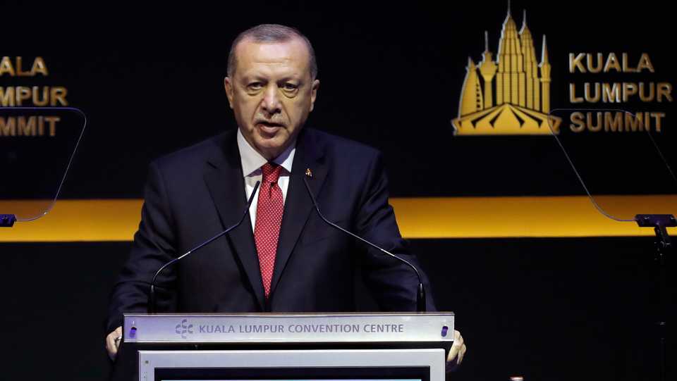 Turkish President Recep Tayyip Erdogan delivers a speech at the Kuala Lumpur Summit in Kuala Lumpur, Malaysia, December 19, 2019.