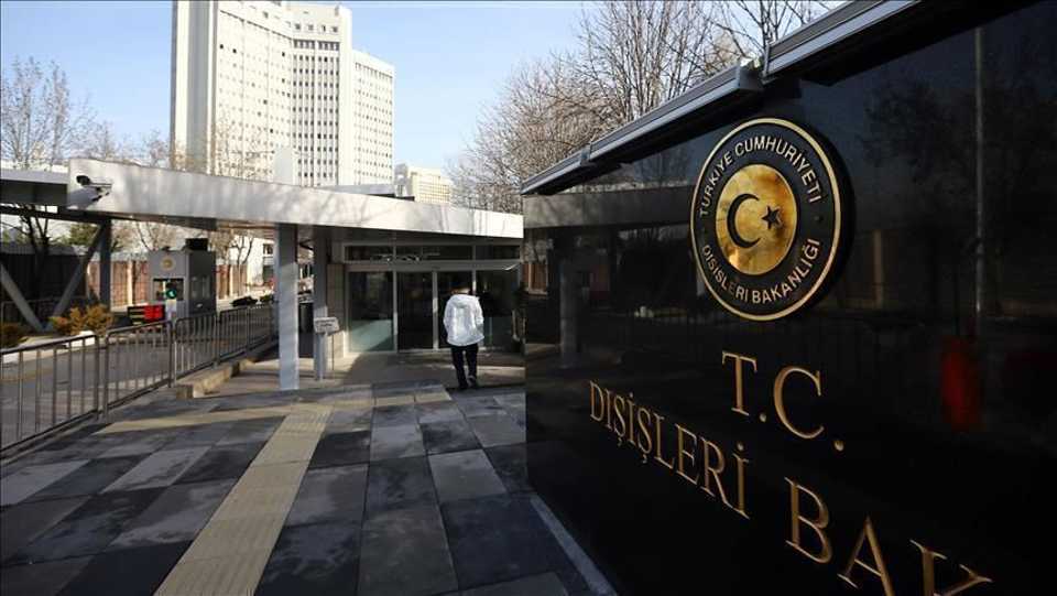 This file photo shows the outside of Turkey's foreign ministry in Ankara, Turkey.