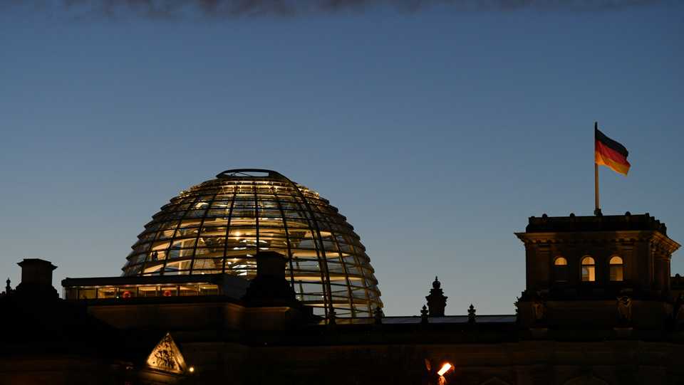 A general view of the dome of lower house of parliament, the Bundestag, during evening light in Berlin, Germany. December 18, 2019.