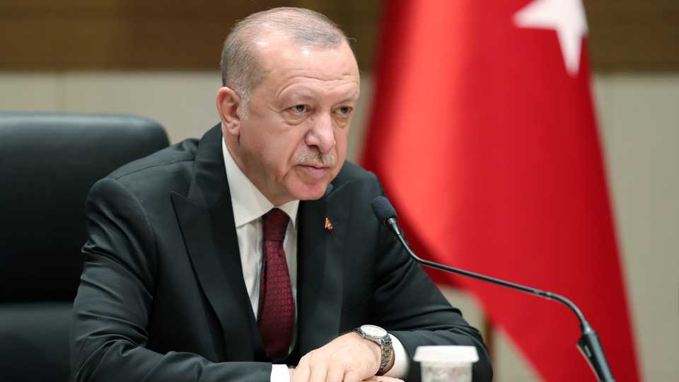 Turkish President Recep Tayyip Erdogan speaks during a news conference in Istanbul, Turkey, February 3, 2020.