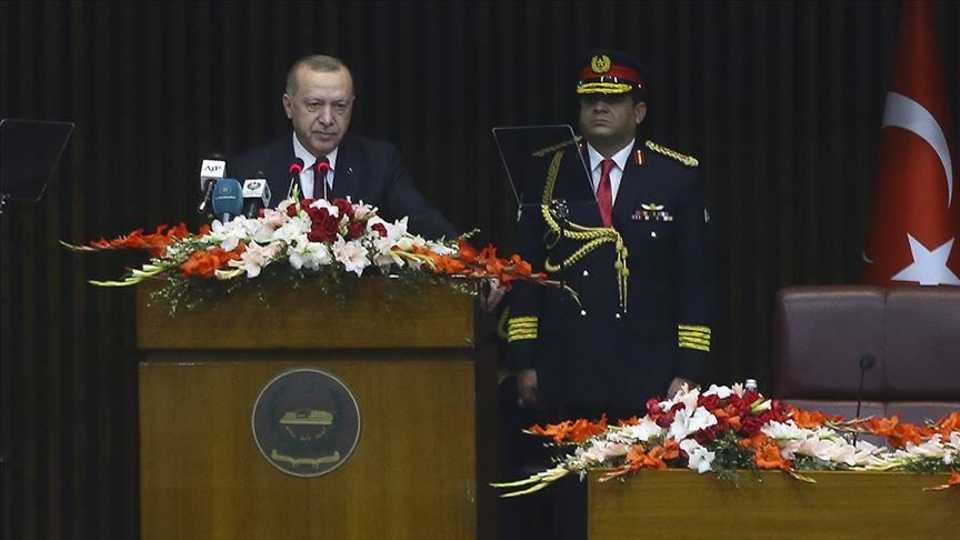 Turkey will continue supporting Pakistan's fight against terrorism, president tells Pakistan's parliament in historic speech on February 14, 2020.