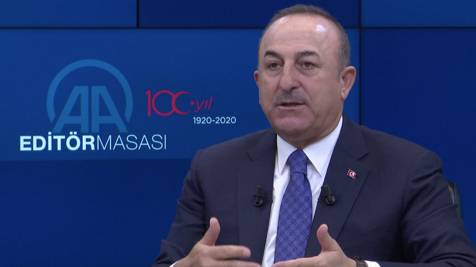 Turkish Foreign Minister Mevlut Cavusoglu during an interview with Turkey's Anadolu news agency. March 10, 2020.