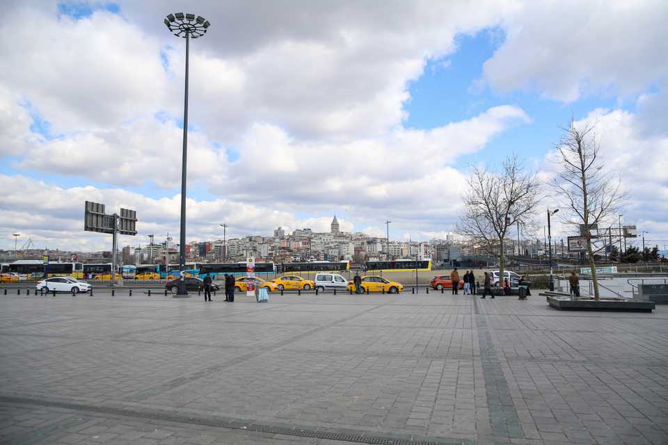 Eminonu Square is normally packed full of commuters and tourists wanting visit attractions in nearby Sultan Ahmet and Galata. The Coronavirus scare has kept away locals and tourists alike.