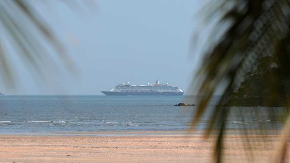 The Holland America Line cruise ship MS Zaandam is pictured, where passengers have died onboard, as the coronavirus disease (Covid-19) outbreak continues, in Panama City, Panama on March 28, 2020