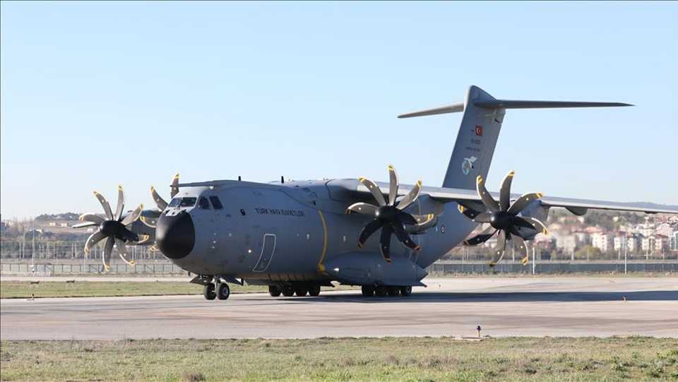 Cargo plane, prepared to deliver medical aid to United Kingdom takes off from Etimesgut Air Base in Ankara, Turkey on April 10, 2020.