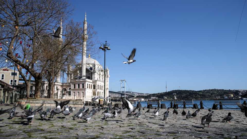 This April 18, 2020 photo shows Istanbul's Ortakoy area during Covid-19 restrictions.