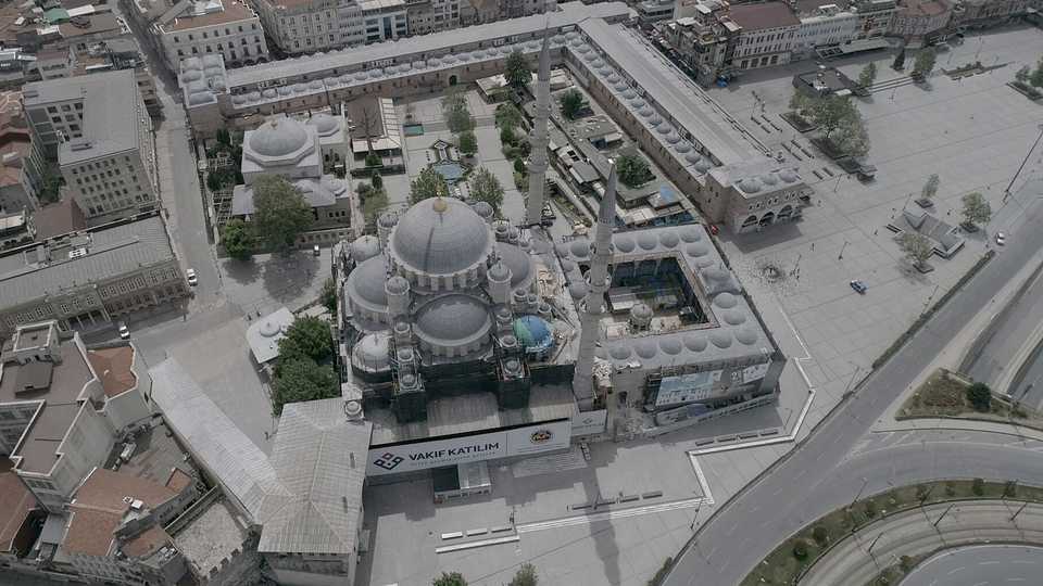An aerial view of New Mosque and Eminonu neighborhood is seen amid coronavirus (Covid-19) pandemic in Istanbul, Turkey on May 19, 2020.