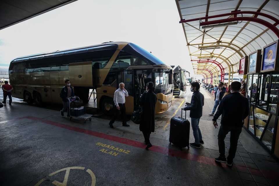 Bursa bus station is seen with travellers as Turkey's 