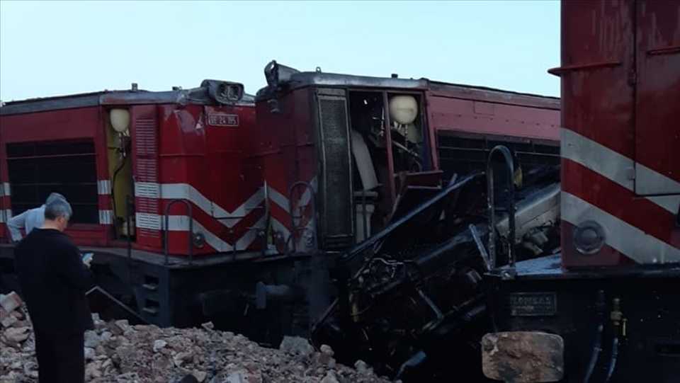 This image shows the trains collided in Malatya, Turkey, June 13, 2020.