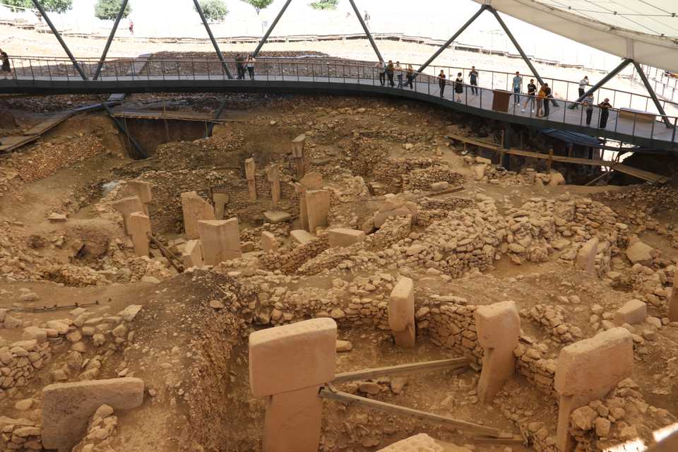People visit ancient site of Gobeklitepe, known as the world's oldest temple, in southeastern Turkey as museums and archeological sites start to host visitors by considering hygiene measures and social distance as part of Turkey's normalisation process after coronavirus restrictions, in Sanliurfa, Turkey on June 1, 2020.