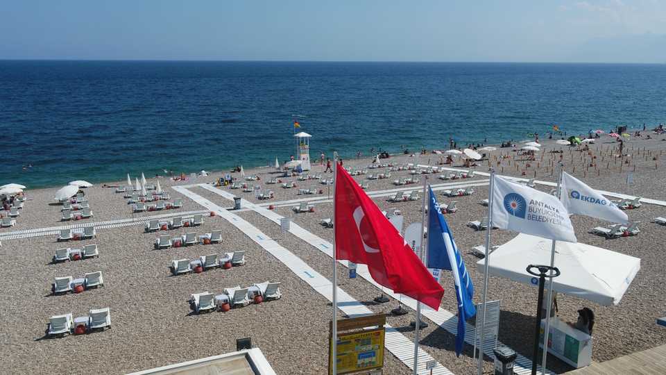 Konyaalti Ekdag beach in Antalya, Turkey.
