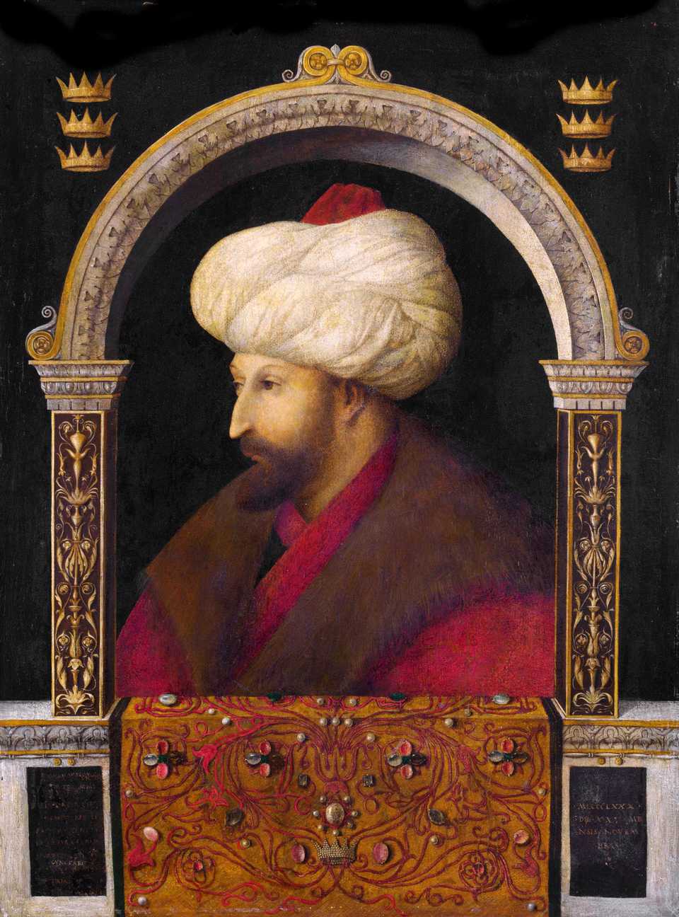 Not for sale: The portrait of Ottoman Sultan Mehmed the Conqueror by Italian painter Gentile Bellini, 1480, the National Gallery, London, UK.