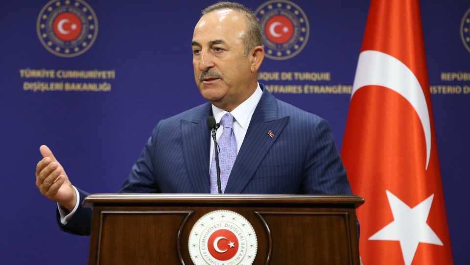 Turkey's Foreign Minister Mevlut Cavusoglu in Ankara, Turkey, Tuesday, June 30, 2020.
