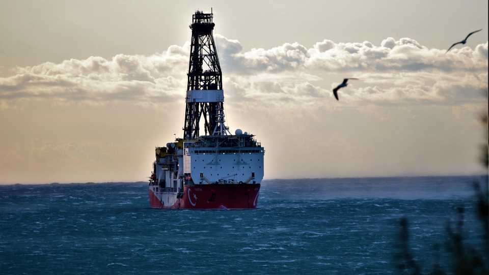 Turkey's drilling ship Fatih is anchored off the Tasucu Port in Silifke district of Mersin, Turkey on February 1, 2020.