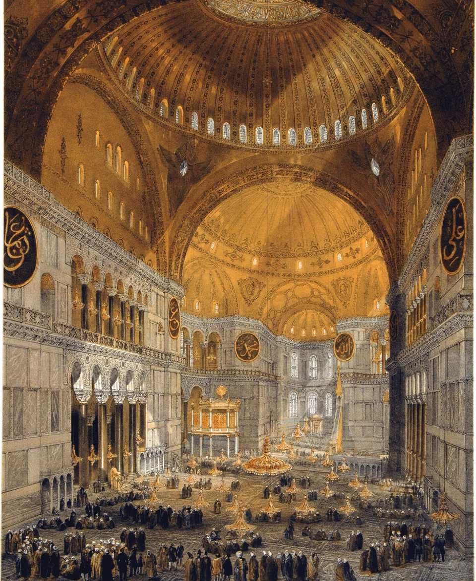 A painting of Hagia Sophia by Gaspare Fossati in 1852.